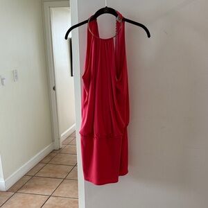 Elegant Pink Halter Dress